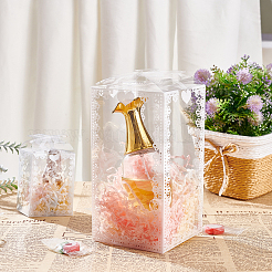 透明なPVCボックス  キャンディーギフトボックス  結婚披露宴のベビーシャワーの荷箱のため  弓と長方形  ホワイト  5x5x7cm  展開：162x100mm&nbsp;CON-BC0002-12A