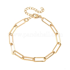 女性用304ステンレススチールペーパークリップチェーンブレスレット  イオンプレーティング（ip）  18KGP本金メッキ  6.89インチ（17.5cm）&nbsp;BJEW-G775-01G