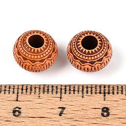 模造木アクリルヨーロッパビーズ  大穴ビーズ  ラウンド  サドルブラウン  11x8~8.5mm  穴：3.5~4mm  約1090個/500g&nbsp;SACR-Q186-13