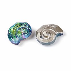 140個の電気メッキガラスチャーム  シェル形状  ダークシアン  14x12x5.5mm  穴：1~1.5mm&nbsp;EGLA-T029-05D