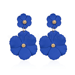 花の合金ダングルスタッドピアス  ゴールドカラー  ミディアムブルー  68x43mm&nbsp;FS-WG2BF72-05
