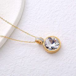 Amie Lunbi Zircon 18k Gold Titanium Steel Collar Chain Circular Minimalist Jewelry&nbsp;XK7072