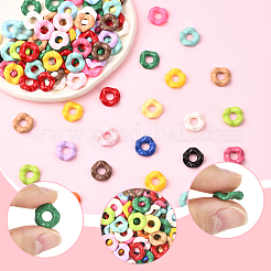 アクリル製ヨーロピアン大穴ビーズ 100個  花  ミックスカラー  12.5x3mm  穴：5.5mm&nbsp;MACR-SC0002-40