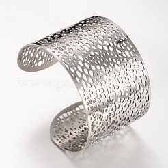 Non-Tarnish 304 Stainless Steel Filigree Cuff Bangles&nbsp;X-STAS-S060-15