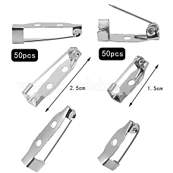 100本2スタイルアイアンブローチのパーツ  バックバーピン  ミックスカラー  15x5mm  5x25x7mm  ピン：0.5mm  50個/スタイル&nbsp;IFIN-SZ0001-31