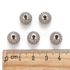 キュービックジルコニアビーズ  真鍮パーツ  ラウンド  透明  プラチナ  10x9mm&nbsp;ZIRC-C017-10mm-P
