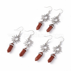 Gemstone Bullet with Sun Dangle Earrings&nbsp;EJEW-I276-01P