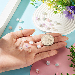 5色のツートン樹脂チャーム30個  花  グリッターパウダーとプラチナループ付き  ミックスカラー  9x9.5x7mm  穴：1.6mm  6個/カラー&nbsp;RESI-TA0005-71