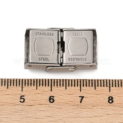 304ステンレススチール時計バンド留め金  長方形  滑らかな表面  ステンレス鋼色  25x16x7.5mm  穴：12x4mm&nbsp;STAS-U055-01D-P