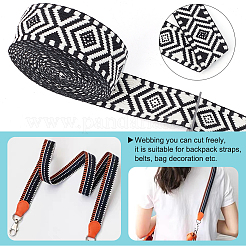 5 Yards Ethnic Style Polycotton Jacquard Rhombus Ribbon&nbsp;OCOR-WH0078-167D