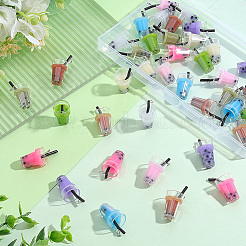 40個10色のプラスチックカップペンダント  模造バブルティーチャーム  樹脂の内側と鉄パーツ  ミックスカラー  23~28x13~17x13mm  穴：1.8mm&nbsp;CRES-SC0003-39