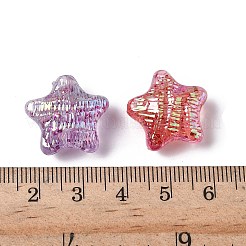 UVメッキ透明アクリルビーズ  スター  虹色の  ミックスカラー  18x19x10mm  穴：2mm  約355個/500g&nbsp;OACR-G051-01