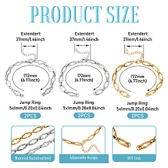 6Pcs 3 Style 304 Stainless Steel Cross Link Chain Bracelet Making&nbsp;AJEW-TA00051