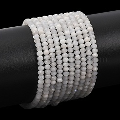 天然レインボー ムーンストーン ビーズ 連売り  多面カット  ロンデル  4x3mm  穴：0.7mm  約136個/連  15.16''（38.5センチメートル）&nbsp;G-Z058-B01-02A-01