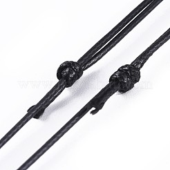 調節可能な韓国のワックスポリエステルコードネックレス作り  ブラック  33.7インチ（85.6cm）  1mm&nbsp;X-AJEW-JB00493-01