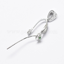 Anti-Tarnish Rhodium Plated 925 Sterling Silver Micro Pave Cubic Zirconia Pendant Bails&nbsp;STER-P034-41P