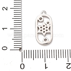 真鍮マイクロパヴェクリアキュービックジルコニアペンダント  スターチャーム付きオーバル  プラチナ  16.5x8x1.5mm  穴：1mm&nbsp;KK-H294-03P