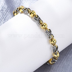 304 Stainless Steel Round Link & Byzantine Chains Bracelets for Women Men&nbsp;BJEW-R018-19GP