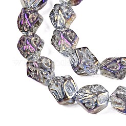 電気メッキガラスビーズセット  ナゲット  暗い蘭  13.5~14x13~13.5x10mm  穴：1mm  約45個/連  24.21インチ（61.5cm）&nbsp;EGLA-N012-08R