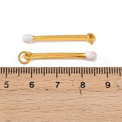 合金エナメルチャーム  丸カン付き  マッチチャーム  ゴールドカラー  乳白色  29x4mm  穴：4mm&nbsp;FIND-WH0139-472G-06