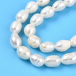 天然養殖淡水パールビーズ連売り  ライス  乳白色  5~7.5x4~5mm  穴：0.5mm  約56~59個/連  13.78~13.98''（35~35.5センチメートル）&nbsp;PEAR-N012-04V
