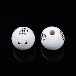 Painted Natural Wood Round Beads&nbsp;WOOD-N006-180B