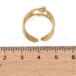 304ステンレススチールカフオープンリング  スターとムーン  ゴールドカラー  10.5mm  usサイズ7 1/4(17.5mm)&nbsp;SA-CBAD22F-01G-F