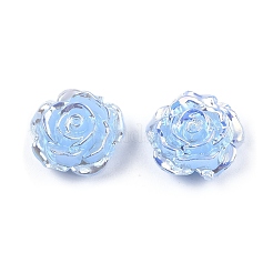不透明な腹筋プラスチック ビーズ  片穴  花  ライトスカイブルー  15x16x6.5mm  穴：1.2mm&nbsp;KY-G019-02A