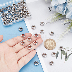 304ステンレススチールヨーロピアンビーズ60個  大穴ビーズ  ロンデル  ステンレス鋼色  10x4mm  穴：5mm&nbsp;STAS-UN0064-19