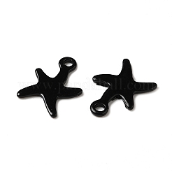 スプレー塗装された201ステンレススチールチャーム  ヒトデチャーム  ブラック  12x9x1mm  穴：1.2mm&nbsp;LS-STAS-I672-06A