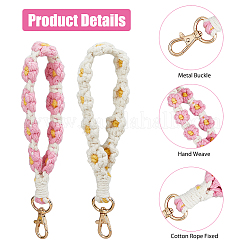 2Pcs 2 Colors Cotton Handmade Braided Wrist Lanyard Pendant Decorations&nbsp;KEYC-HY0001-20