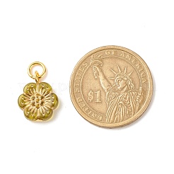 メッキアクリルパーツ  ライン入り  ゴールデントーン鉄パーツ  花  ミックスカラー  16x13x4mm  穴：4mm&nbsp;PALLOY-JF01599