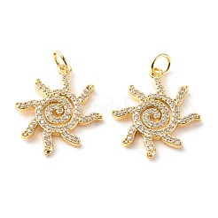 Brass Micro Pave Clear Cubic Zirconia Pendants&nbsp;ZIRC-P094-23G-RS