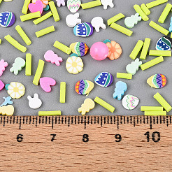 手作り樹脂クレイカボション  プラスチック付き  混合図形  ミックスカラー  3~9x1~6x0.3~6mm&nbsp;CLAY-N013-11