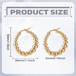 1 Pair 201 Stainless Steel Round Beaded Hoop Earrings with 304 Stainless Steel Pins for Women&nbsp;EJEW-LP0011-03