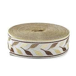 刺繍ポリエステルリボン  ジャカードリボン  服飾材料  葉の模様  オリーブドラブ  1-3/8インチ（35mm）  25ヤード/ロール&nbsp;LS-OCOR-WH0033-88E