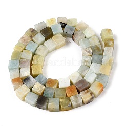 天然フラワーアマゾナイトビーズ連売り  キューブ  6~7x6~6.5x6~6.5mm  穴：1mm  約60~61個/連  15~15.366''（38.1~39センチメートル）&nbsp;G-T139-6x6-31A