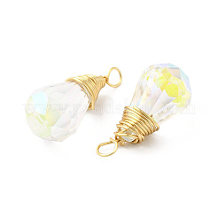 Rack Plating Brass with Glass Pendant&nbsp;KK-C023-01A