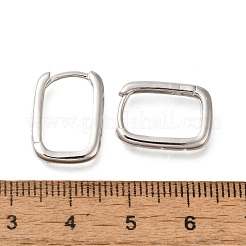 925スターリングシルバーフープピアス  長方形  プラチナ  16.5x12x2.5mm&nbsp;STER-M018-09P