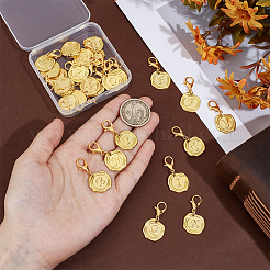 26Pcs Flat Round with Letter A~Z Alloy Pendant Decorations&nbsp;HJEW-BC00064