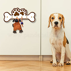 木と鉄の壁掛けフックハンガー  装飾的なオーガナイザーラック  足跡  140x300x10mm&nbsp;HJEW-WH0094-01