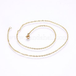 304 ステンレス シンガポール チェーン ネックレス  ウォーターウェーブチェーンネックレス  カニカン付き  ゴールドカラー  17.7インチ（45cm）  1.8x0.3mm&nbsp;X-MAK-L015-25A