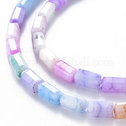 不透明な焼き絵の具、ひび割れガラスビーズ、糸状のもの  直方体の  多面カット  ミックスカラー  6.5x3.5x3.5mm  穴：1mm  約60個/連  15.63インチ〜15.75インチ（39.7cm〜40cm）&nbsp;X-EGLA-T008-18I