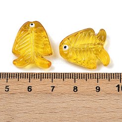透明なガラスエナメルビーズ  魚  ゴールド  21.5x18x7mm  穴：1.5mm&nbsp;LAMP-U004-06P