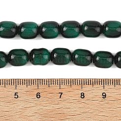 染色された模造タイガーアイガラスビーズの連  バレル  シーグリーン  9.5x8mm  穴：1mm  約79個/連  29.53''（75センチメートル）&nbsp;GLAA-H040-02C