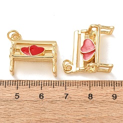 Brass with Red Enamel Pendants&nbsp;KK-CBA2F11-34G