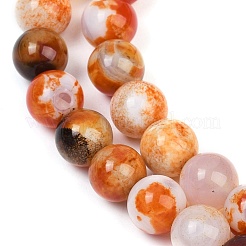 天然石瑪瑙ビーズ連売り  染め＆加熱  ラウンド  チョコレート  10~10.5mm  穴：0.7mm  約38個/連  14.76''（37.5センチメートル）&nbsp;G-NH0001-G15-01
