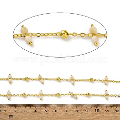 Handmade Faceted Natural White Jade Beaded Chains&nbsp;CHC-L050-02G-04