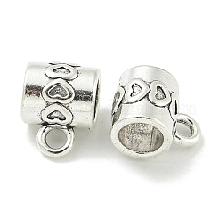チベットスタイルの合金チューブベイル  鉛フリー＆カドミウムフリー  アンティークシルバー  10.5x8x7mm  穴：2mmと4.5mm&nbsp;TIBE-I026-6017AS