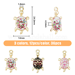 36Pcs 3 Colors Rack Plating Alloy Enamal Pendants&nbsp;ENAM-HY0001-09